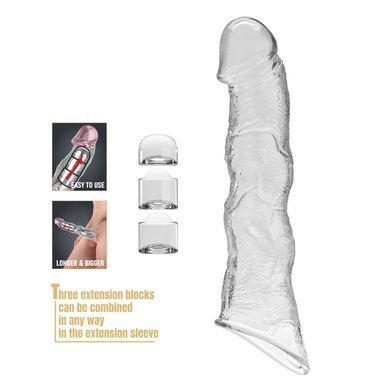 Подовжуюча насадка Pretty Love - Extension Penis Sleeve with Modular Length Blocks Clear, BI-026280M