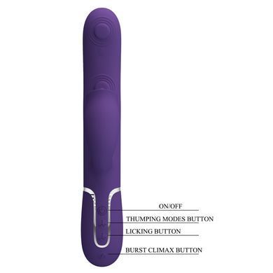 Пульсатор із кліторальним стимулятором серії Pretty Love - Gigi Dark Purple 7 thumping functions 7 licking modes, BW-500035-2