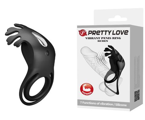 Кільце ерекційне Pretty Love - Vibration Penis Ring Ruben Black, BI-210311-1