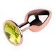 Анальная пробка с кристаллом EGZO - Rose Gold Round Plug Lime size S