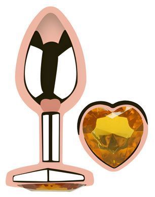 Анальная пробка с кристаллом EGZO - Rose Gold Heart Plug Yellow size M