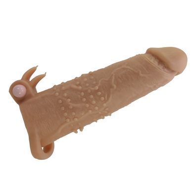 Подовжуюча насадка з вібростимуляцією Pretty Love - Quillon Vibrating Penis Sleeve Skin, BI-026281Z