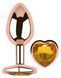 Анальная пробка с кристаллом EGZO - Rose Gold Heart Plug Yellow size M