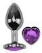 Анальна пробка з кристалом EGZO - Dark Silver Heart Plug Purple size M