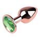 Анальная пробка с кристаллом EGZO - Rose Gold Round Plug Green size S