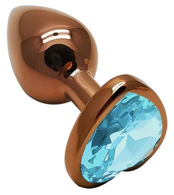 Анальная пробка с кристаллом EGZO - Dark Gold Heart Plug Aqua, size S