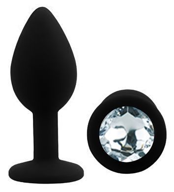Силиконовая анальная пробка EGZO - Silicone Black Round Plug Clear, size S