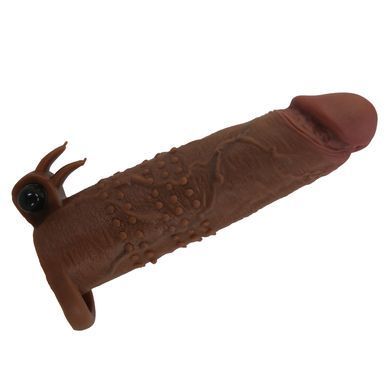 Удлиняющая насадка с вибростимуляцией Pretty Love - Quillon Vibrating Penis Sleeve Brown, BI-026281Z-1