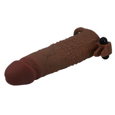 Удлиняющая насадка с вибростимуляцией Pretty Love - Quillon Vibrating Penis Sleeve Brown, BI-026281Z-1
