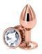 Анальная пробка с кристаллом EGZO - Rose Gold Round Plug Clear size S
