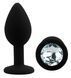 Силиконовая анальная пробка EGZO - Silicone Black Round Plug Clear, size S