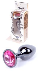Анальний затор Boss Series - Jewellery Dark Silver PLUG Pink S, BS6400026