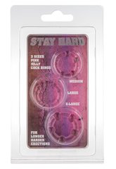 Набор из 3 шт эрекционных колец STAY HARD - Three Rings Pink, 35500-PINK