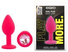 Силиконовая анальная пробка EGZO - Silicone Pink Round Plug Pink, size S