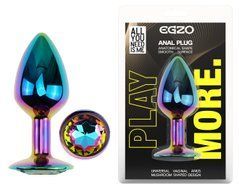 Анальная пробка с кристаллом EGZO - Multicolor Round Plug Rainbow size M