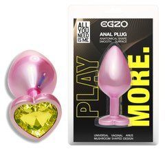 Анальная пробка с кристаллом EGZO - Pink Perl Heart Plug Lime, size S