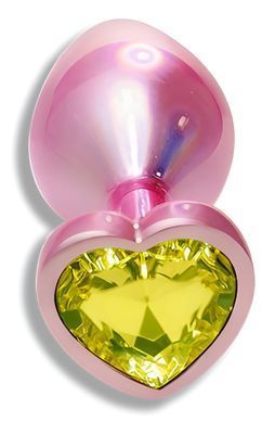 Анальна пробка з кристалом EGZO - Pink Perl Heart Plug Lime, size S