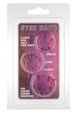 Набор из 3 шт эрекционных колец STAY HARD - Three Rings Pink, 35500-PINK