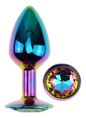 Анальная пробка с кристаллом EGZO - Multicolor Round Plug Rainbow size M