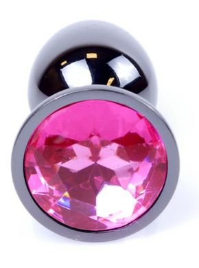 Анальний затор Boss Series - Jewellery Dark Silver PLUG Pink S, BS6400026