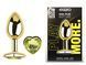 Анальна пробка з кристалом EGZO - Gold Heart Plug Lime size M