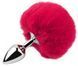Анальная пробка с хвостом EGZO - Bunny Tail Silver Plug Crimson, size S