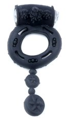 Эрекционное вибро кольцо BOSS Vibrating Cock Ring with balls Black, BS6700044