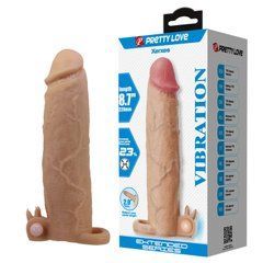 Удлиняющая насадка с вибростимуляцией Pretty Love - Xerxes Vibrating Penis Sleeve Skin, BI-026282Z
