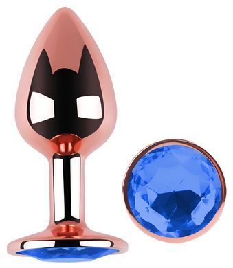Анальная пробка с кристаллом EGZO - Rose Gold Round Plug Blue size S