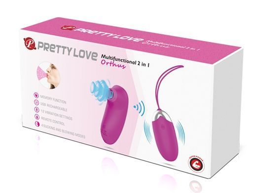 Комплект из виброяйца и вакуумного стимулятора Pretty Love ORTHUS Multifunctional 2 in 1, BI-014901W