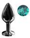Анальная пробка с кристаллом EGZO - Dark Gray Round Plug Marine, size M