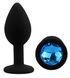 Силиконовая анальная пробка EGZO - Silicone Black Round Plug Blue, size S