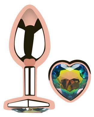 Анальна пробка з кристалом EGZO - Rose Gold Heart Plug Rainbow size M