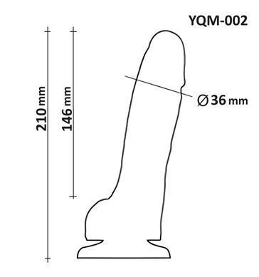 Фалоімітатор з мошонкою на присосці OYO YQM-002 (довжина 21 см, діаметр 3.6 см)
