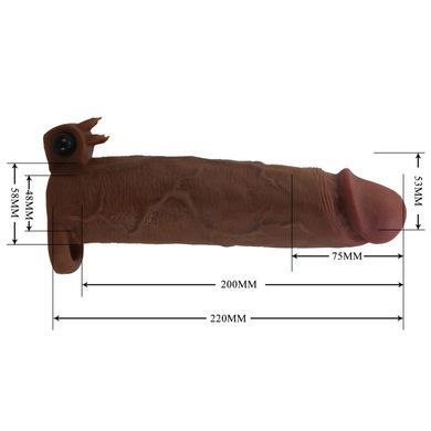 Подовжуюча насадка з вібростимуляцією Pretty Love - Xerxes Vibrating Penis Sleeve Brown, BI-026282Z-1