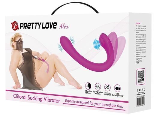 Двусторонний вибратор с вакуумной клиторальной стимуляцией Pretty Love - Alex, BI-040126