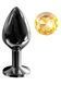 Анальна пробка з кристалом EGZO - Dark Gray Round Plug Lime, size M