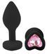 Силиконовая анальная пробка EGZO - Silicone Black Heart Plug Pink, size S