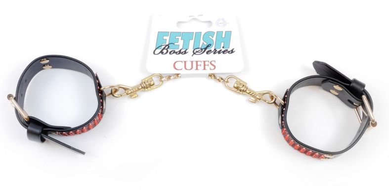 Наручники из искуственной кожи с кристаллами Fetish Boss Series - Handcuffs with cristals Red, BS3300109