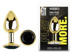 Анальная пробка с кристаллом EGZO - Gold Round Plug Black size M