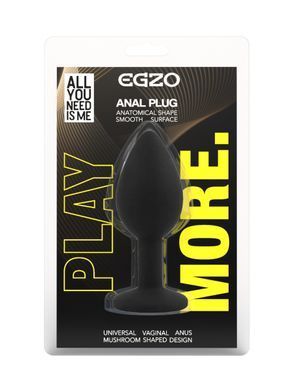 Силиконовая анальная пробка EGZO - Silicone Black Round Plug Aqua, size S