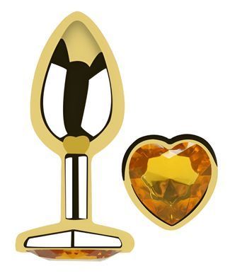 Анальна пробка з кристалом EGZO - Gold Heart Plug Yellow size S
