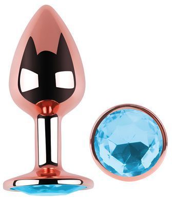 Анальная пробка с кристаллом EGZO - Rose Gold Round Plug Aqua size S