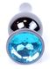 Анальний затор Boss Series - Jewellery Dark Silver BUTT PLUG Light Blue, BS6400058