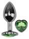 Анальна пробка з кристалом EGZO - Dark Silver Heart Plug Green size M