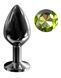 Анальна пробка з кристалом EGZO - Dark Gray Round Plug Green, size M