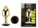 Анальна пробка з кристалом EGZO - Gold Round Plug Black size M