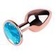 Анальная пробка с кристаллом EGZO - Rose Gold Round Plug Aqua size S