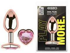 Анальна пробка з кристалом EGZO - Rose Gold Heart Plug Pink size M
