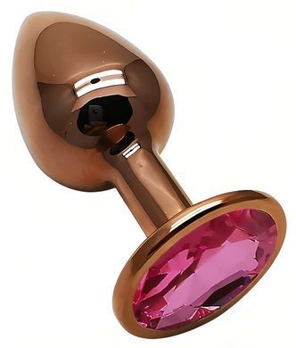 Анальная пробка с кристаллом EGZO - Dark Gold Round Plug Rose, size S